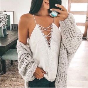 Wayf white posie racerback blouse